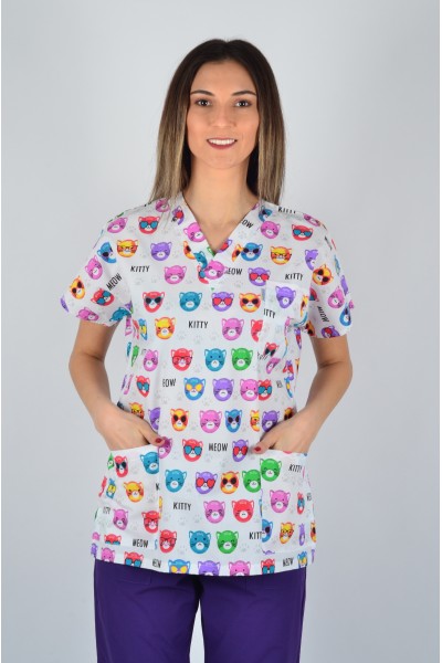 Desenli Tek Üst Renkli Kediler