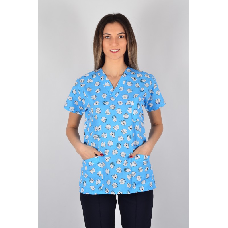 Desenli Tek Üst Mavi Diş