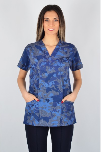 Desenli Tek Üst Petrol kamuflaj