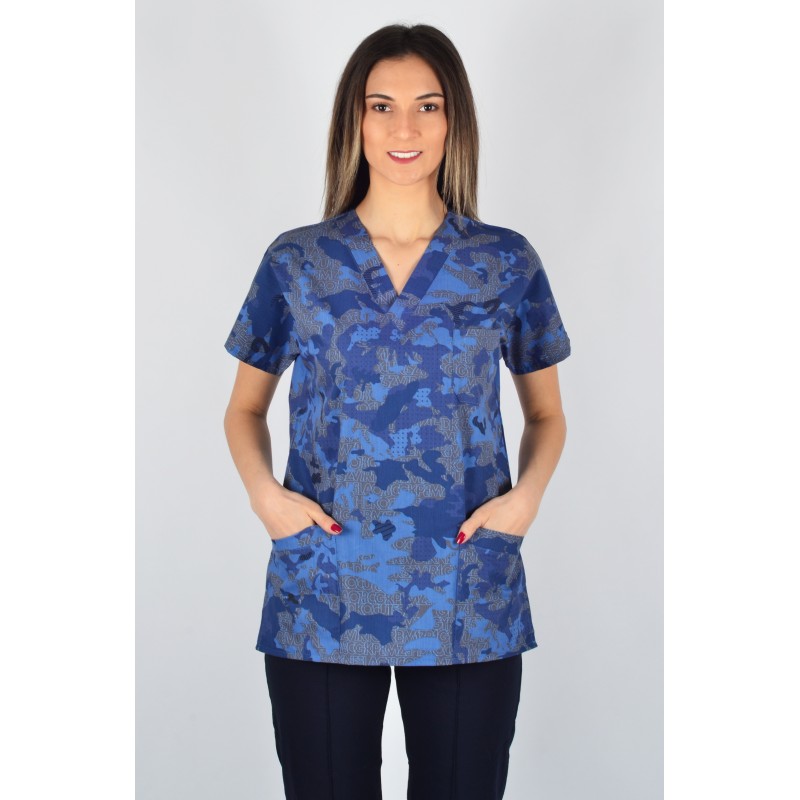 Desenli Tek Üst Petrol kamuflaj