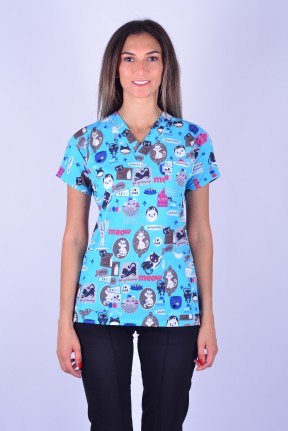 Likralı Desenli Tek Üst