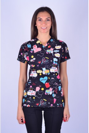 Likralı Desenli Tek Üst