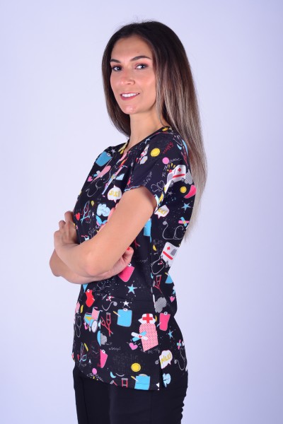 Likralı Desenli Tek Üst