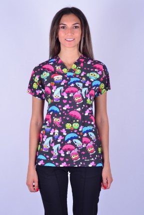 Likralı Desenli Tek Üst