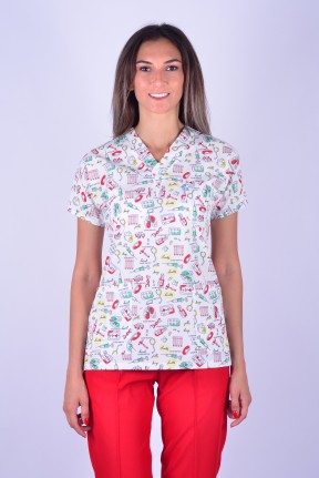 Likralı Desenli Tek Üst