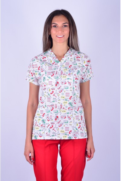 Likralı Desenli Tek Üst