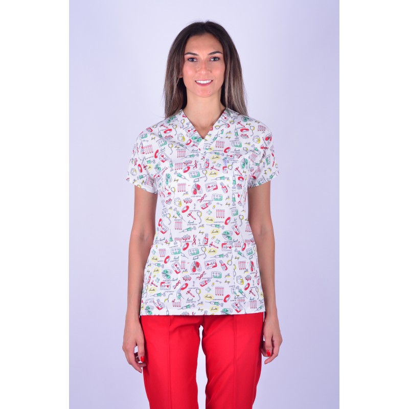 Likralı Desenli Tek Üst