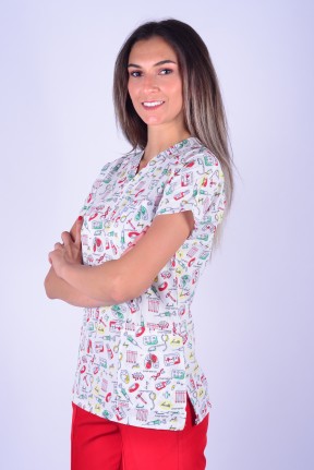 Likralı Desenli Tek Üst