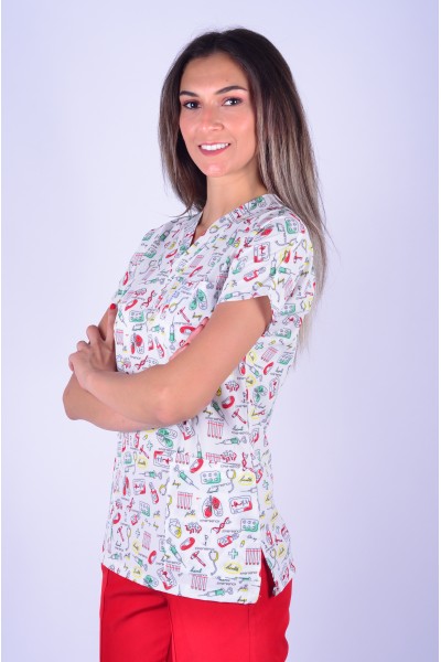 Likralı Desenli Tek Üst